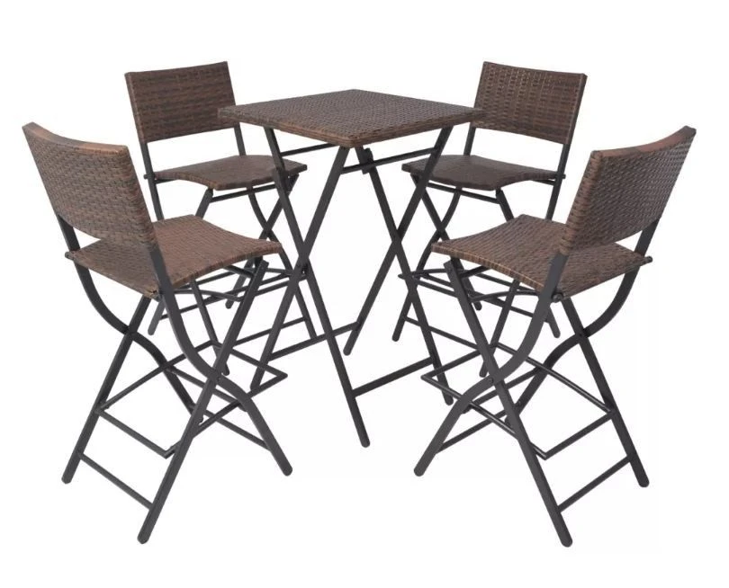 Table Bar Carrée Et 4 Chaises De Jardin Résine Tressée Marron Klark 1 Table Bar Carrée Et 4 Chaises De Jardin Résine Tressée Marron Klark