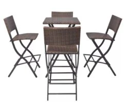 Table Bar Carrée Et 4 Chaises De Jardin Résine Tressée Marron Klark 9 Table Bar Carrée Et 4 Chaises De Jardin Résine Tressée Marron Klark -Mobilier De Jardin Soldes table bar carree et 4 chaises de jardin resine tressee marron klark 3666722579070 259436