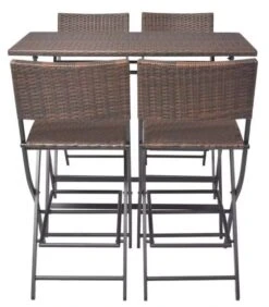 Table Bar Rectangulaire Et 4 Chaises De Jardin Résine Tressée Marron Klark 8 Table Bar Rectangulaire Et 4 Chaises De Jardin Résine Tressée Marron Klark -Mobilier De Jardin Soldes table bar rectangulaire et 4 chaises de jardin resine tressee marron klark 3666722578806 259912