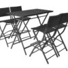 Table Bar Rectangulaire Et 4 Chaises De Jardin Résine Tressée Noir Klark