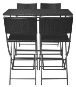 Table Bar Rectangulaire Et 4 Chaises De Jardin Résine Tressée Noir Klark -Mobilier De Jardin Soldes table bar rectangulaire et 4 chaises de jardin resine tressee noir klark 3666722579087 259429