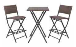 Table De Bar Carrée Et 2 Chaises De Jardin Résine Tressée Marron Klark -Mobilier De Jardin Soldes table de bar carree et 2 chaises de jardin resine tressee marron klark 3666722578639 260074