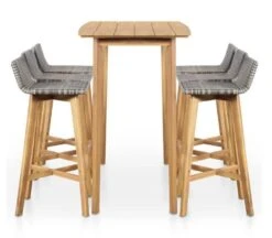 Table De Bar Et 6 Chaises De Jardin Acacia Massif Clair Et Résine Tressée Gris Vidot 150 8 Table De Bar Et 6 Chaises De Jardin Acacia Massif Clair Et Résine Tressée Gris Vidot 150 -Mobilier De Jardin Soldes table de bar et 6 chaises de jardin acacia massif clair et resine tressee gris vidot 150 8718475614623 262908