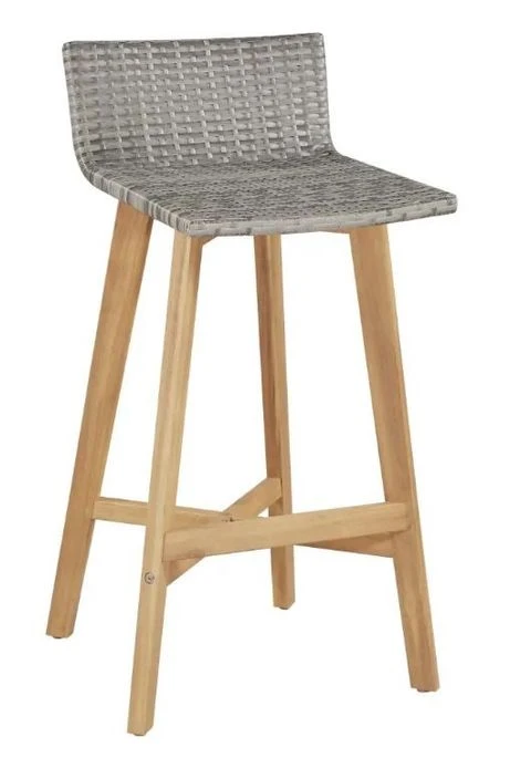 Table De Bar Et 6 Chaises De Jardin Acacia Massif Clair Et Résine Tressée Gris Vidot 150 6 Table De Bar Et 6 Chaises De Jardin Acacia Massif Clair Et Résine Tressée Gris Vidot 150 – Image 6