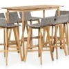Table De Bar Et 8 Chaises De Jardin Acacia Massif Clair Et Résine Tressée Gris Vidot