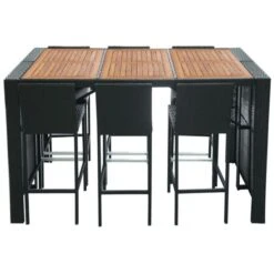 Table De Bar Rectangulaire Et 6 Tabourets De Jardin Résine Tressée Noir Klark -Mobilier De Jardin Soldes table de bar rectangulaire et 6 tabourets de jardin resine tressee noir klark 8718475501855 332156