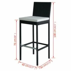 Table De Bar Rectangulaire Et 6 Tabourets De Jardin Résine Tressée Noir Klark -Mobilier De Jardin Soldes table de bar rectangulaire et 6 tabourets de jardin resine tressee noir klark 8718475501855 332160