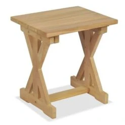 Tabouret De Jardin Teck Massif Clair Ketia - Lot De 2