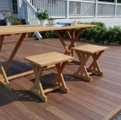 Tabouret De Jardin Teck Massif Clair Ketia - Lot De 2 -Mobilier De Jardin Soldes tabouret de jardin teck massif clair ketia lot de 2 8718475580935 384478