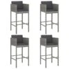 Tabourets De Bar 4 Pcs Avec Coussins Gris Résine Tressée