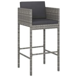 Tabourets De Bar 4 Pcs Avec Coussins Gris Résine Tressée -Mobilier De Jardin Soldes tabourets de bar 4 pcs avec coussins gris resine tressee 3666722243377 1102437