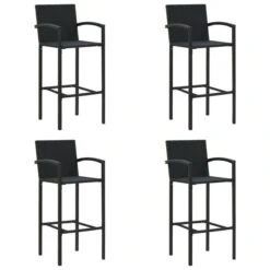 Tabourets De Bar 4 Pcs Noir Résine Tressée