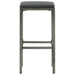 Tabourets De Bar Avec Coussins 4 Pcs Gris Résine Tressée -Mobilier De Jardin Soldes tabourets de bar avec coussins 4 pcs gris resine tressee 3666722354868 943878