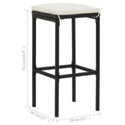 Tabourets De Bar Avec Coussins 4 Pcs Noir Résine Tressée -Mobilier De Jardin Soldes tabourets de bar avec coussins 4 pcs noir resine tressee 3666722354875 943873