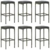 Tabourets De Bar Avec Coussins 6 Pcs Gris Résine Tressée