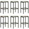 Tabourets De Bar Avec Coussins 6 Pcs Marron Résine Tressée