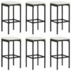 Tabourets De Bar Avec Coussins 6 Pcs Noir Résine Tressée