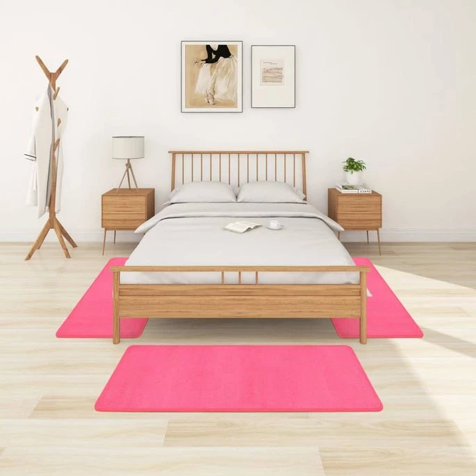 Tapis De Lit Shaggy Poils Longs 3 Pcs Rose 1 Tapis De Lit Shaggy Poils Longs 3 Pcs Rose