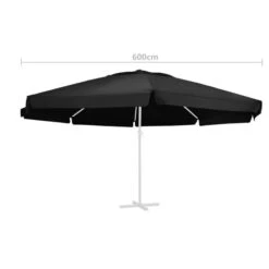 Tissu De Remplacement Pour Parasol D'extérieur Noir 600 Cm -Mobilier De Jardin Soldes tissu de remplacement pour parasol d exterieur noir 600 cm 3666722609593 1166286