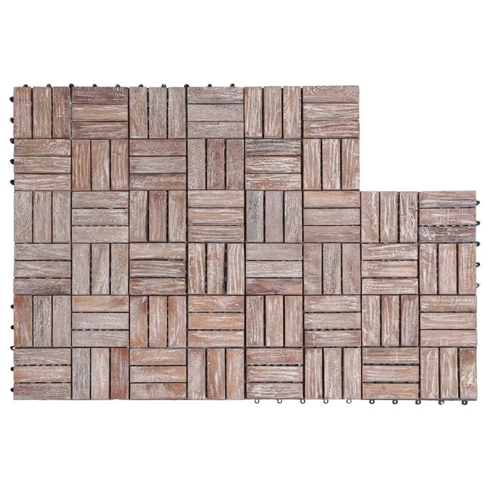 Tuiles De Terrasse 11 Pcs 30x30 Cm Bois De Récupération Solide 2 3 Tuiles De Terrasse 11 Pcs 30x30 Cm Bois De Récupération Solide 2 – Image 3