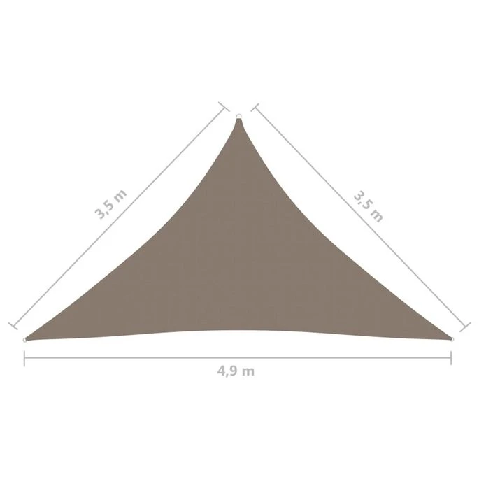 Voile De Parasol Tissu Oxford Triangulaire 3,5x3,5x4,9 M Taupe 6 Voile De Parasol Tissu Oxford Triangulaire 3,5x3,5x4,9 M Taupe – Image 6
